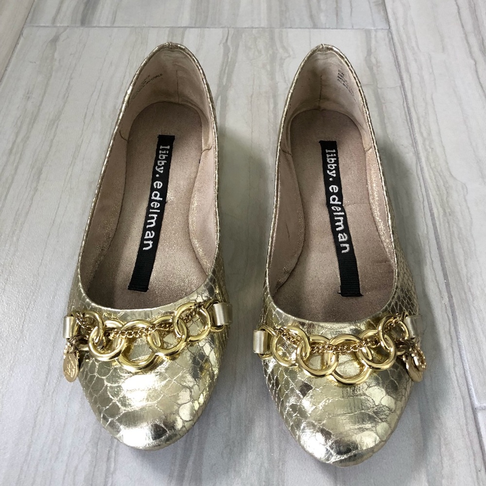 Libby Edelman Amelie Gold Charm Flats
